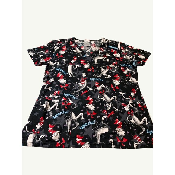 Dr. Seuss Superstar! Cat In The Hat Scrub Top  XS - Picture 3 of 9